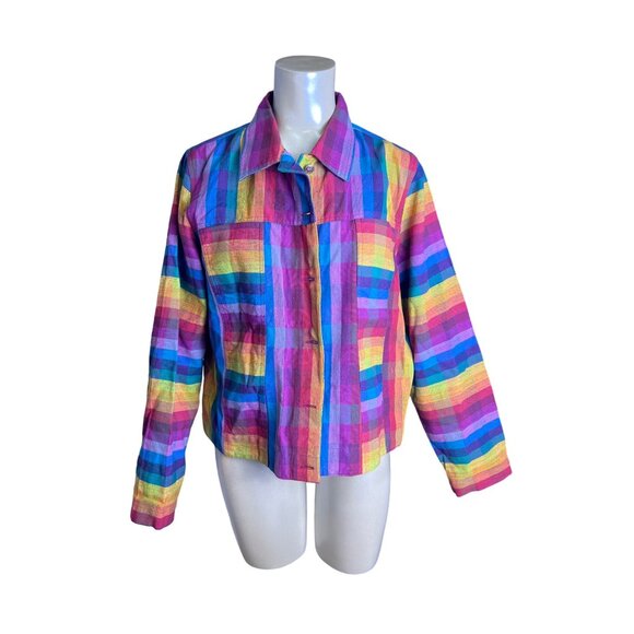 Draper’s And Damon’s xl womens button Jacket Colorful rainbow Vintage Style A777 - Picture 2 of 12